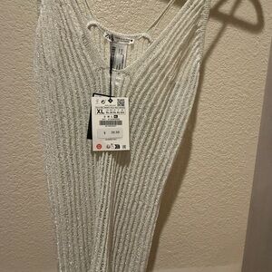 Zara Silver Textured Knit Top